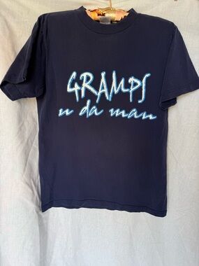 Vintage Briar Creek “Gramps U Da Man” Navy Short Sleeve Shirt Size Men’s Medium